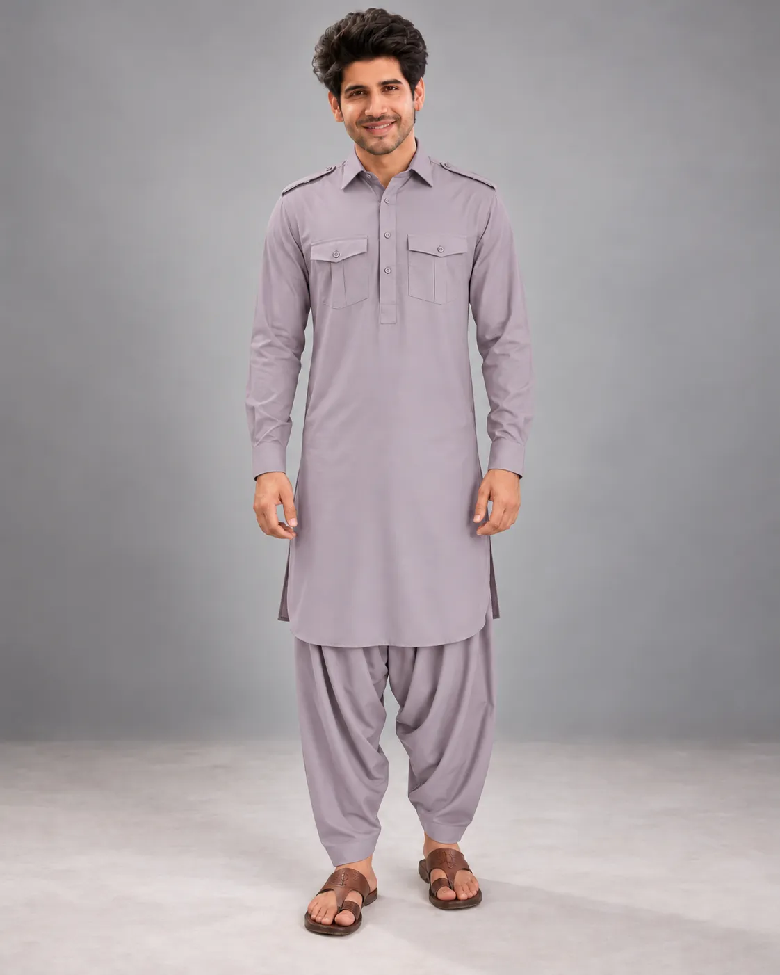 Pathani Kurta Salwar Set - Lilac