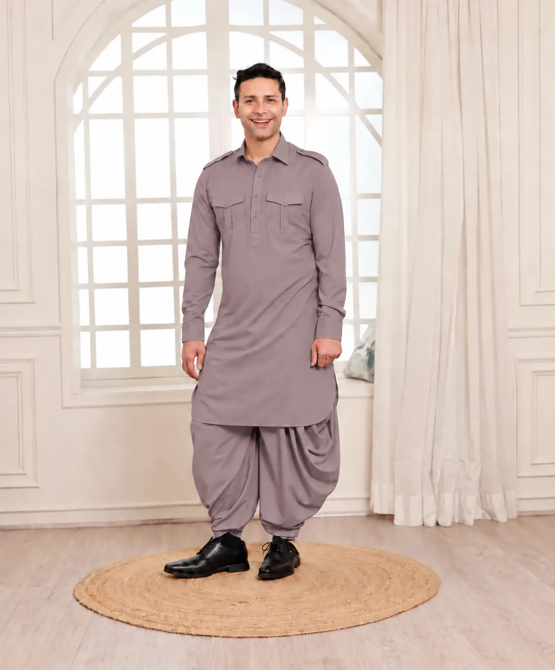 Rajwada Salwar Kurta - Top and Bottom - Lilac - Image 3