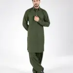 Royale Kurta Set - Top and Bottom - Olive Green