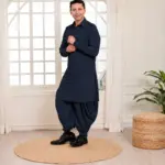Rajwada Salwar Kurta - Top and Bottom - Navy Blue