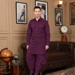 Royal Dhoti Salwar Kurta - Top and Bottom - Wine
